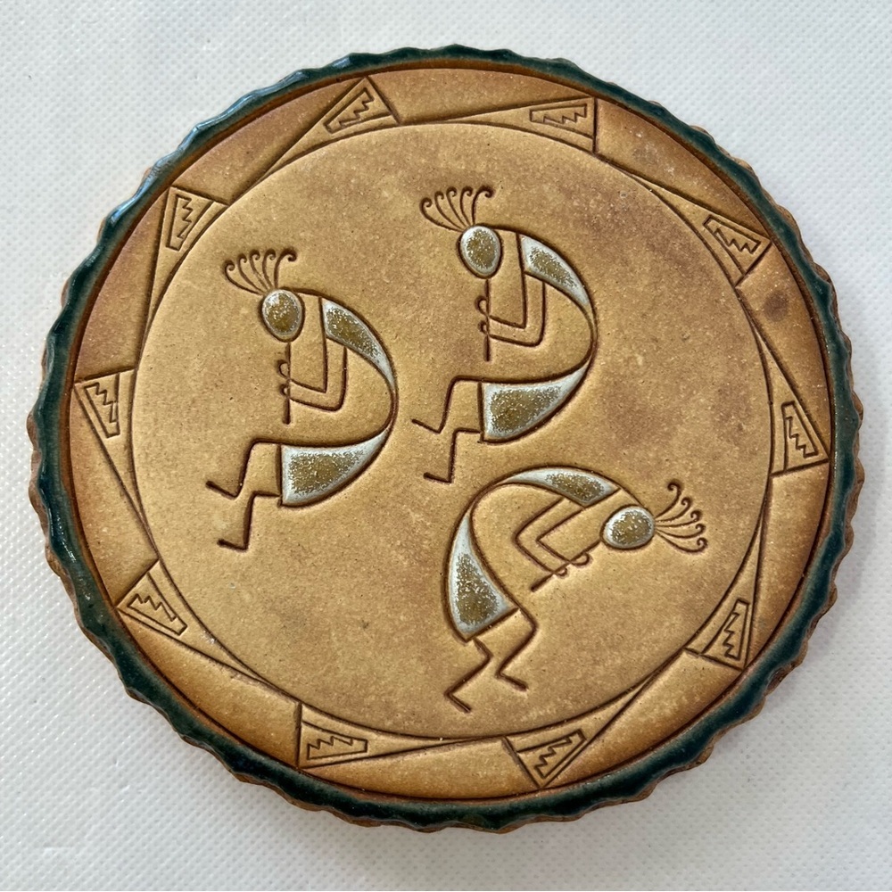 Vintage Nan Groves Pottery Bread Warming Tile Kokopelli